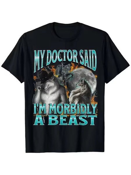 mens funny werewolf meme t shirt     im morbidly a - Temu