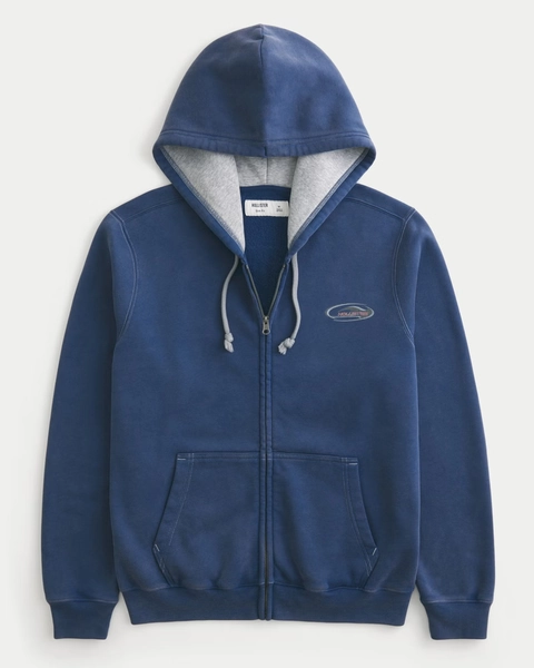 Zip-Up Logo Graphic Hoodie