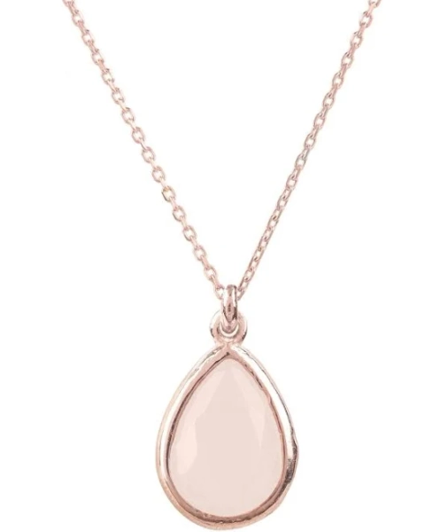 Latelita Women's Rose Quartz Teardrop Necklace