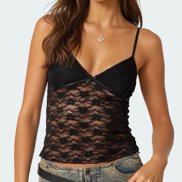 Edikted Women's Eira Sheer Lace Tank Top