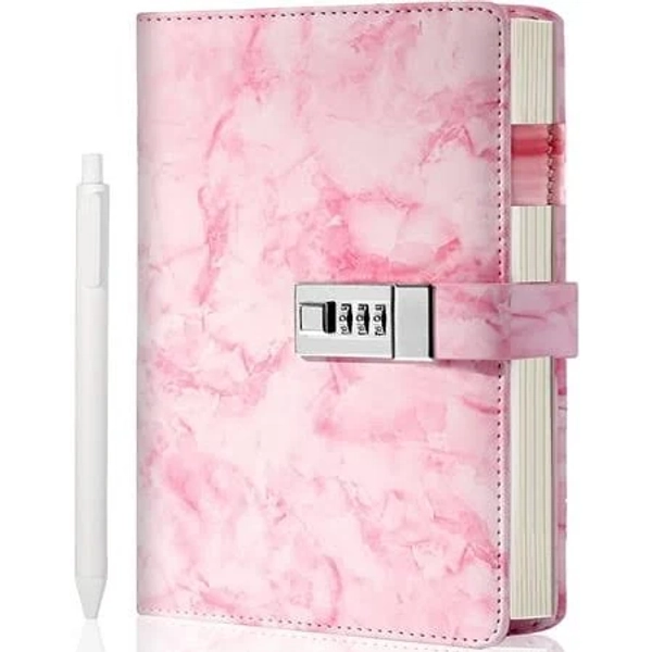Pink Marble Diary with Lock