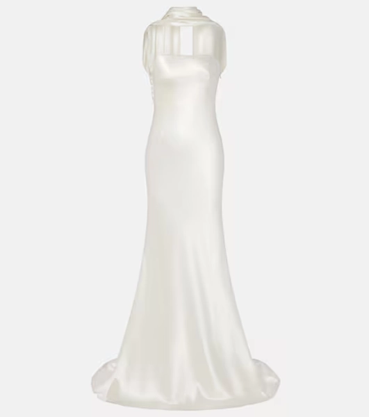 Robe de mariée bustier River en soie et laine