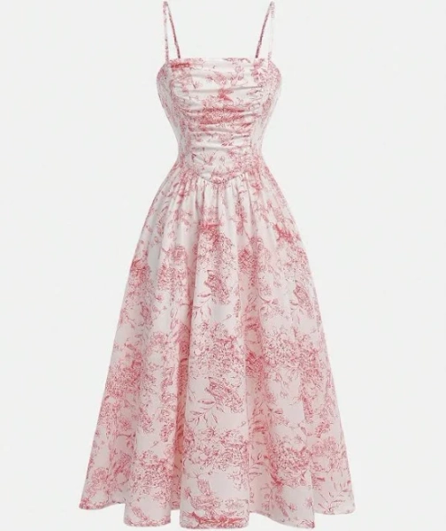 SHEIN Teen Girl Floral Print Ruched Camisole Dress
