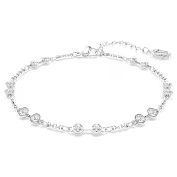 Swarovski Remix Collection strand, Round cut, White, Rhodium plated