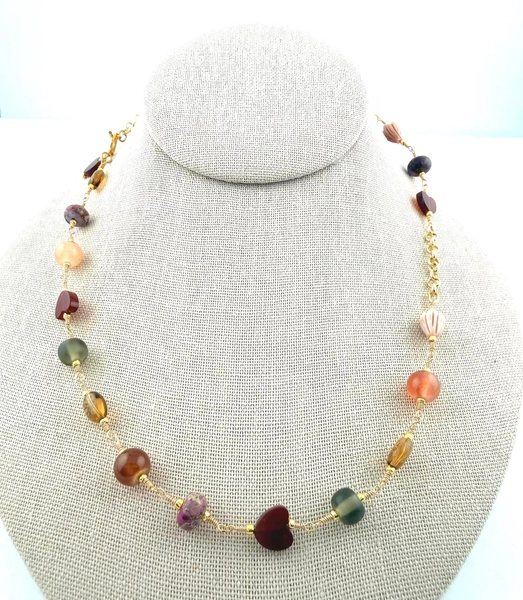 Autumn Agate Heart/chain Necklace - Etsy