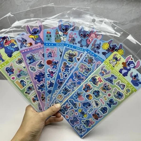 20Sheets Cute Lilo Stitch Stickers Hand Acount Guka Laser Diy Decorative Phone Luggage Phone Laptop