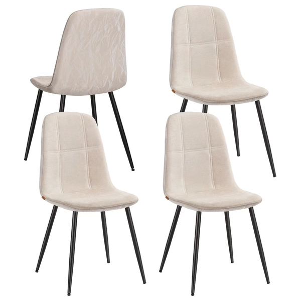 Chaises de salle à manger lot de 4 tissu chenille blanc