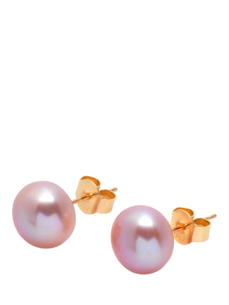 E.W Adams 9ct Yellow Gold Freshwater Pearl Bouton Stud Earrings