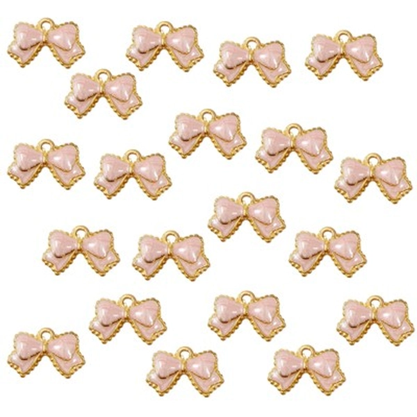 Wrapables Nature Charms for Jewelry Making Enamel Pendants, (Set of 20) Pink Bow