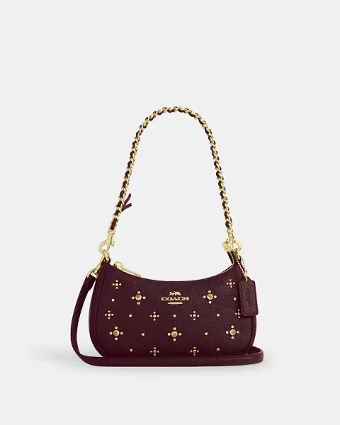 Gold Teri Mini Crossbody Bag With Crystals
