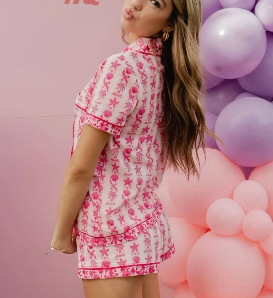 Pink Palm Puff Pajamas