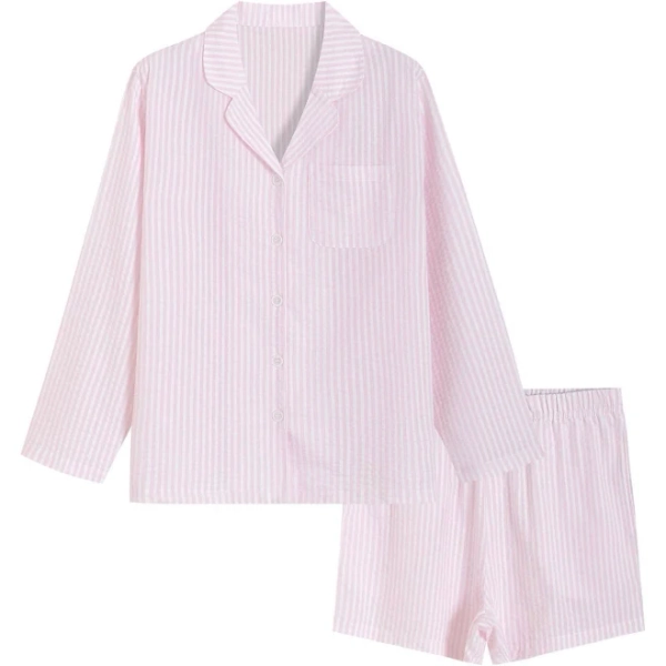 VEVOR Women's Cotton Seersucker Pajama Set