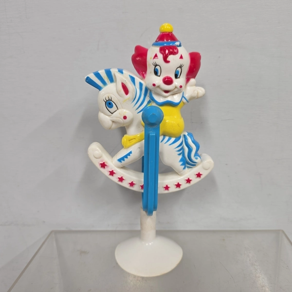 Vintage Rattle Baby Play Toy BOZO THE CLOWN Rocking Horse Suction Cup