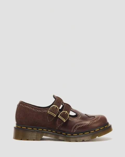 DR MARTENS 8065 Desert Rodeo Leather &amp; Suede Mary Jane Shoes