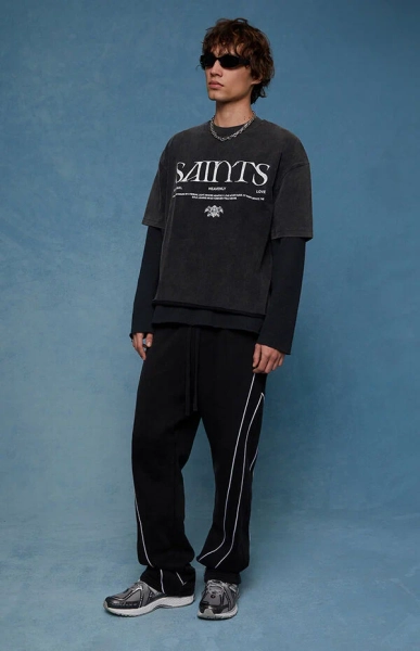 Black Piping Track Sweatpants
