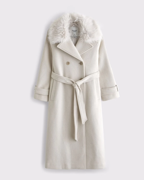 A&F Carrie Wool-Blend Trench Coat