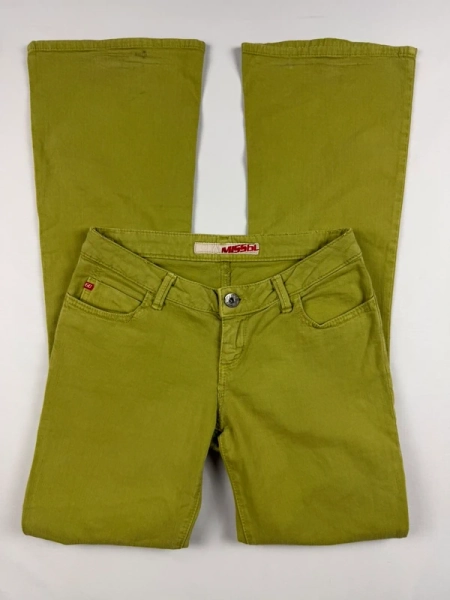 vintage y2k miss sixty low rise lime green flare bootcut jeans