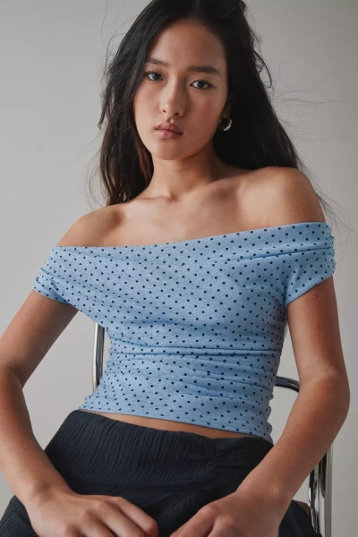 UO Fia Mesh Off-The-Shoulder Crop Top