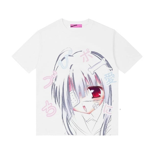 [£22.37]White Girl Print  T-shirt Yami Kawaii Top