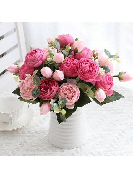 1 Bouquet/3 Bouquets Artificial Peony Mixed Flowers, Wedding Decor Bridal Bouquet, Classroom Decor, Home Decorations, Garden Party Celebrations And Birthday Gathering, Valentine Day, Gift Gifts Graduation