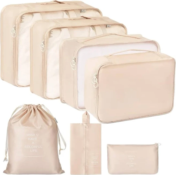 GlowJunkie Cream Mesh Packing Cubes