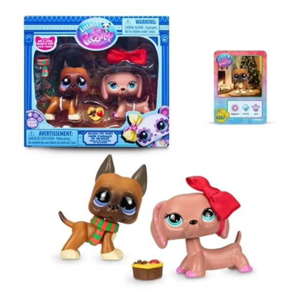 Littlest Pet Shop Cozy Holiday Winter Pals Pet Pairs Great Dane and Dachshund - 2pk
