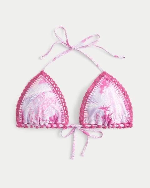 Stitched Trim Triangle Bikini Top