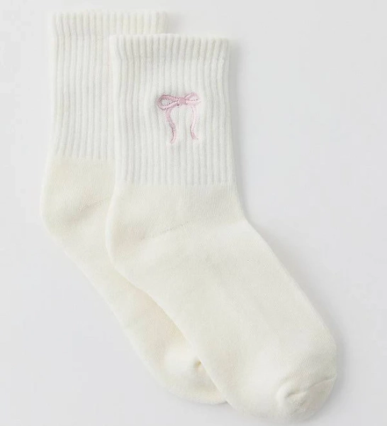 Urban Outfitters Icon Embroidered Cotton Quarter Crew Socks