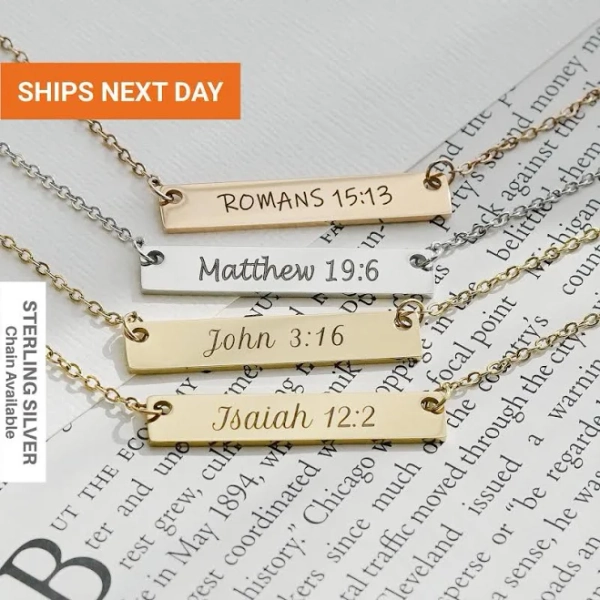 Dainty Sterling Silver Custom Bible Verse Necklace