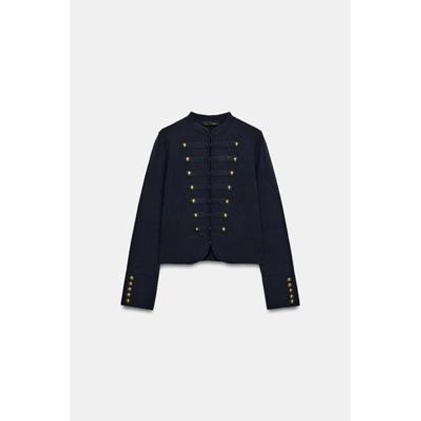 Zara - Jacket With Buttons - Navy Blue - S - Woman