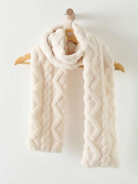 Cute 1pc Embossed Plush Scarf For Daily Women Accessories Women Winter Fall