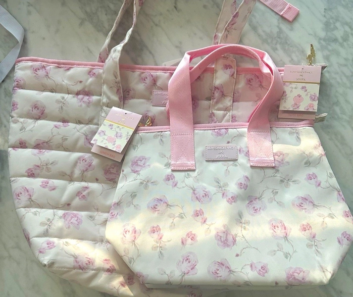 LoveShackFancy x Target Yoobi Floral Large Zip Tote w/ Pouch, Inner Pockets Gold