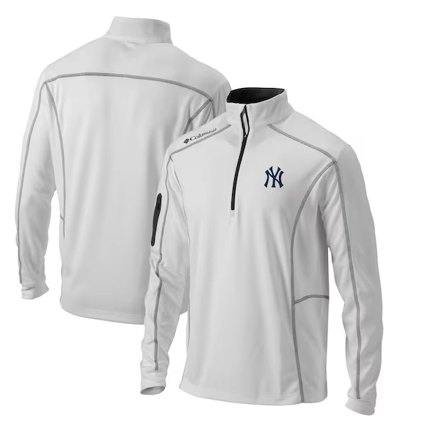  New York Yankees Columbia Omni-Wick Shotgun Quarter-Zip Pullover Top - White