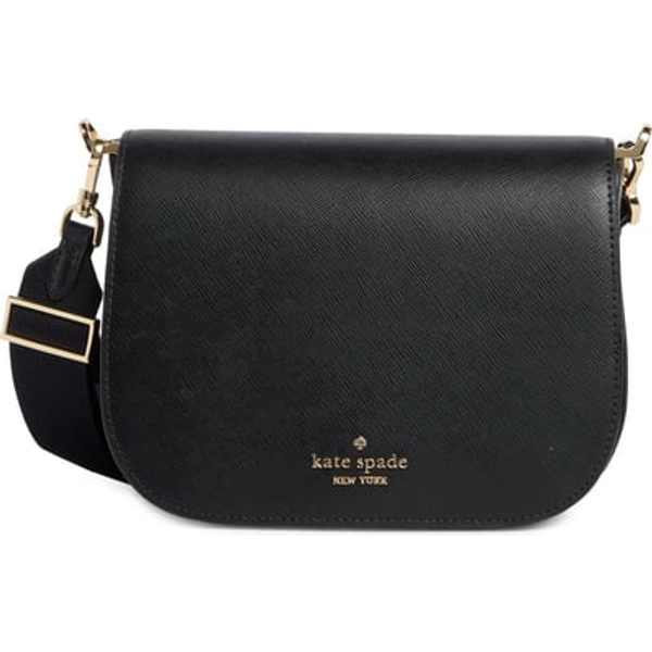 Kate Spade New York madison saffiano leather saddle bag in Black at Nordstrom Rack