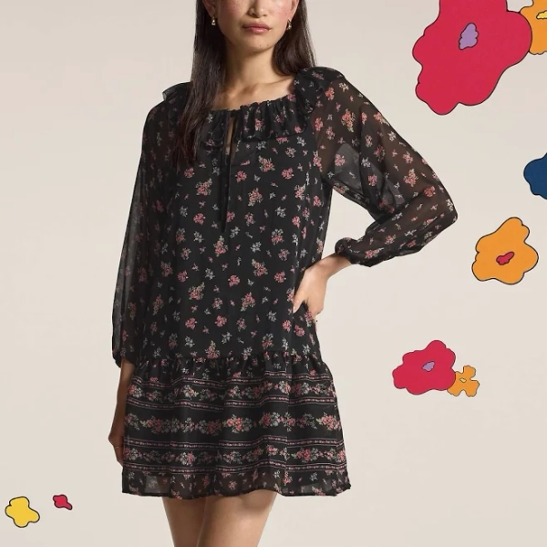 Old Navy x Anna Sui Chiffon Tiered Ruffle Mini Dress
