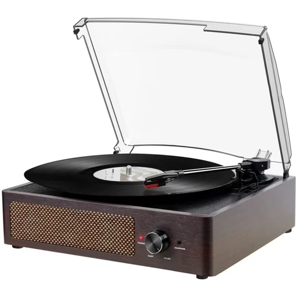 Caymuller Vinyl Record Player with Speakers Vintage Turntable for Vinyls Records Belt-Driven Turn Table Support 3-Speed, Wireless Playback