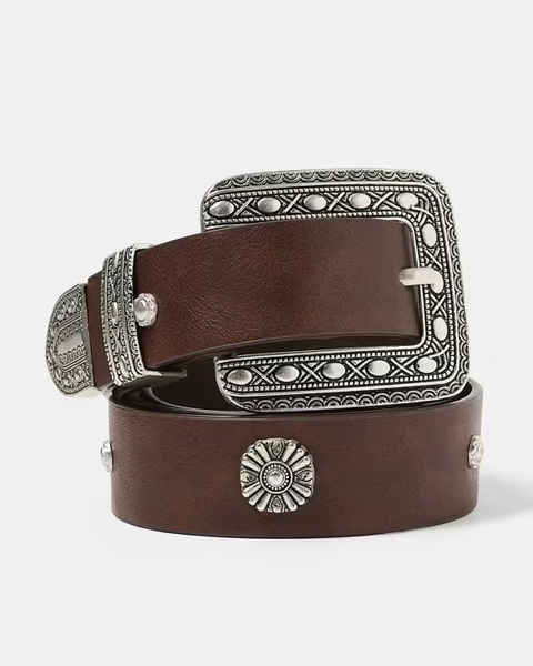 Western Stud Belt - Deep Fudge - S