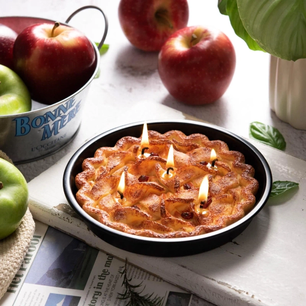 Apple Pie Candle, Realistic Novelty Food Candle Unique Gifts, Novelty Fall Dessert Candle, Autumn Holiday Decor Scented Soy Wax Candle Gifts