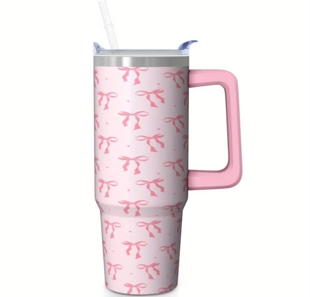 Stanleys for girls, Christmas tumbler, Stanly, 30oz Insulated Stainless Steel Travel Mug with Spill-Proof Lid & Handle - Double-Wall Vacuum Insulated