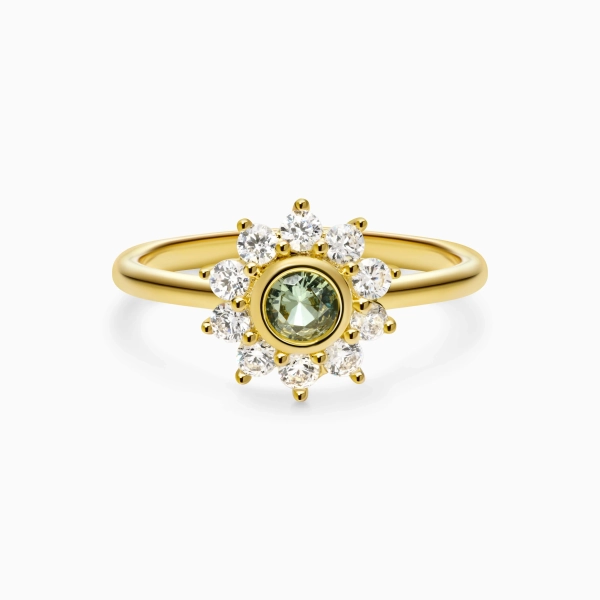 Evergreen Sunflower Lab-Created Spinel Promise Ring