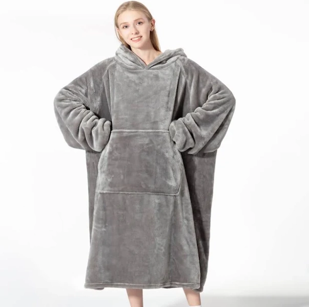 Oversized Wearable Adult Blanket with Sleeves And Hood by Sweet Home Collection