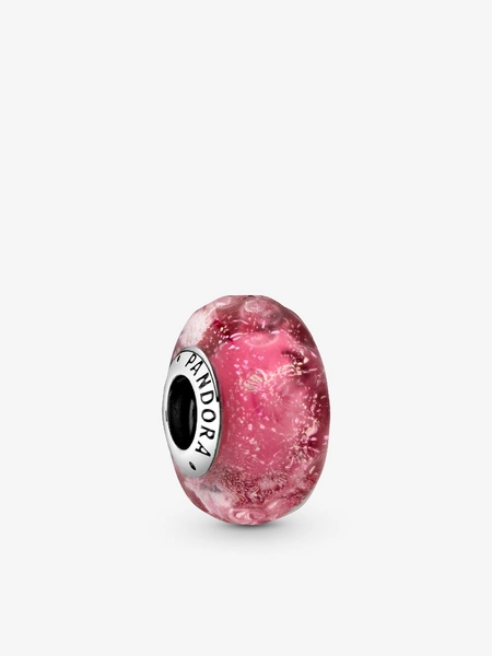 Wavy Fancy Pink Murano Glass Charm