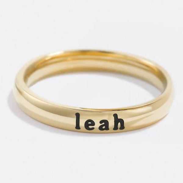 Tiny Stackable Name Ring 18k Gold Plated Inspirational Jewelry by Mint & Lily
