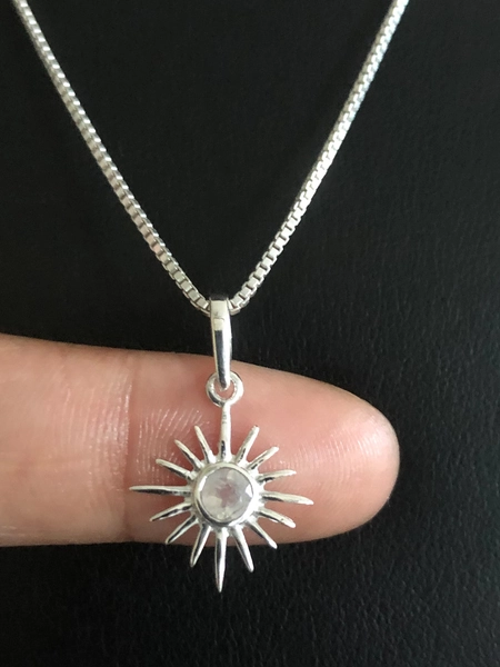 Natural Moonstone Sunshine Pendant, Dainty Moonstone Sunshine Necklace, Sterling Silver Sun Necklace, June Birthstone, Natural Gemstone - Etsy Canada