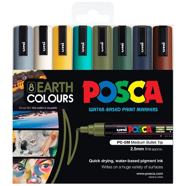 POSCA PC5M Paint Markers Earth Colours 8 Pack
