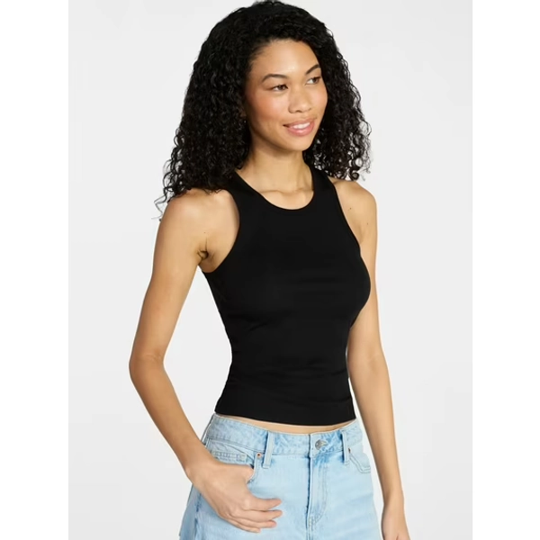 No Boundaries Ribbed High Neck Tank Top, Women's XXS-XXL