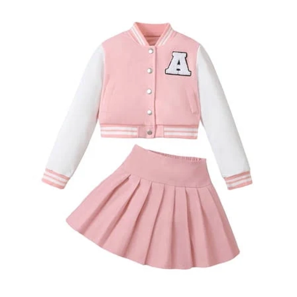 Kimi Bear Long Sleeve Pleated Mini Skirt Set