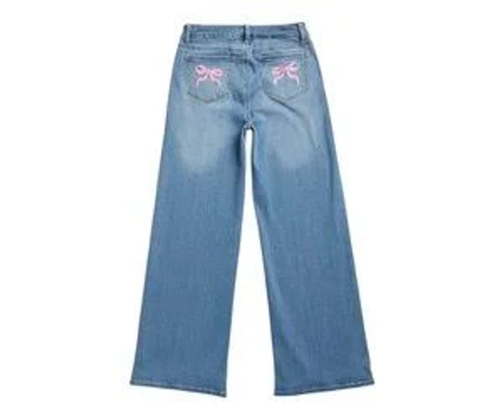 Tractr Wide Leg Jeans with Bows
