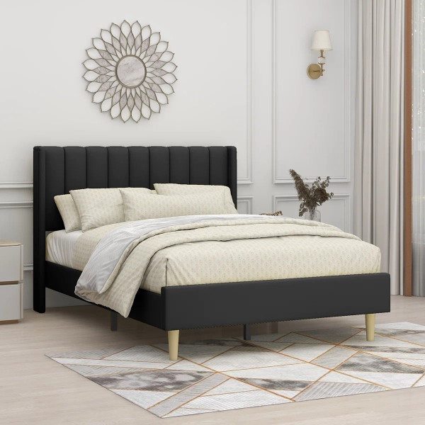 Wade Logan® Eriksay Low Profile Upholstered Platform Bed with Wingback Headboard & Reviews | Wayfair