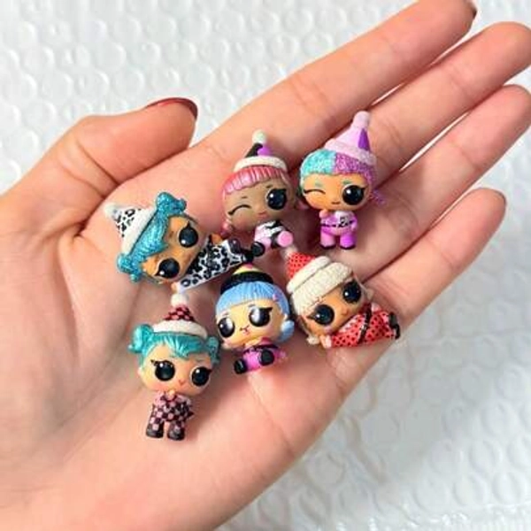 6pcs/Set Novelty Detailed Big Eye Wearing Hat LOL Surprise Mini Doll Toy Series, Birthday Gift, Material: PVC, Height: 3CM, Holiday Gift, Christmas Gift - Size A Set Of Six Big-eyed Dolls